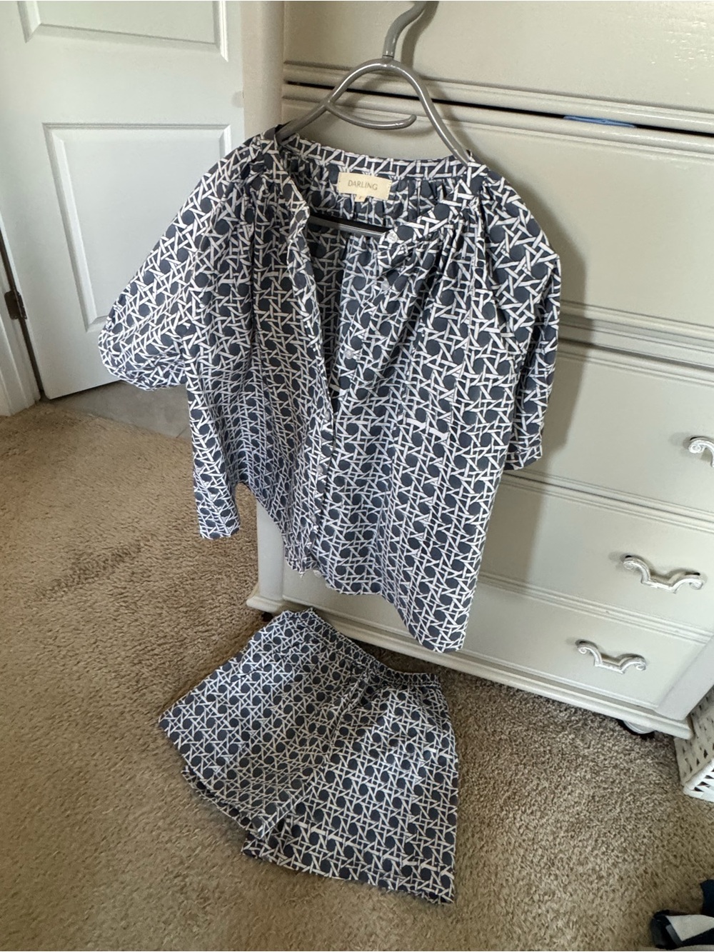 Darling Loungewear Navy and White Geometric Lounge Set - Picture 5 of 5